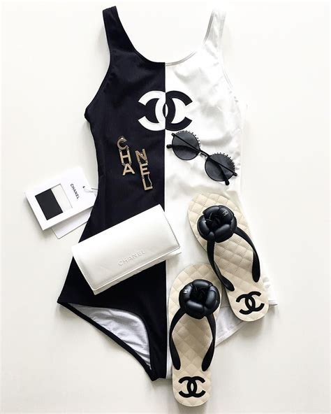 chanel swimsuit 2019 black and white